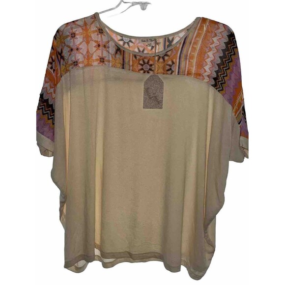 M/L Hem & Thread junior Aztec blouse rayon/polyester/spandex multicolor hand was - Picture 2 of 4